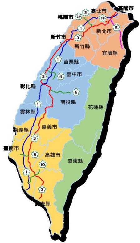 國道高速公路分布示意圖