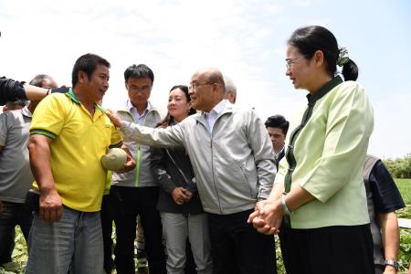 20190521行政院長蘇貞昌視察桃園市新屋區五月豪雨農作物洋香瓜災損情形　共14張