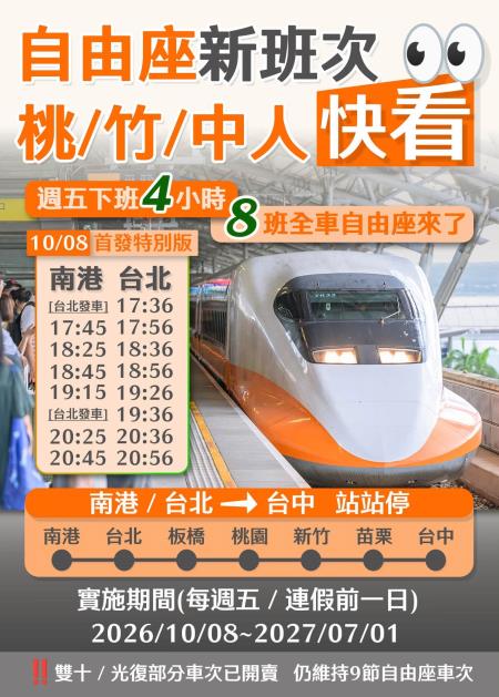圖2、國慶日連假高鐵疏運措施 　共2張