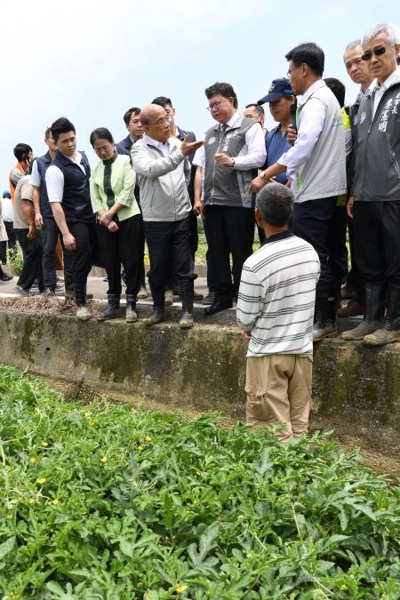 20190521行政院長蘇貞昌視察桃園市觀音區五月豪雨農作物香瓜災損情形　共14張