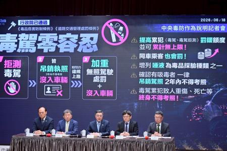 2026年6月18日行政院長卓榮泰出席「中央毒防作為說明記者會」 　共7張