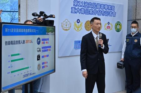 卓院長今(27)日出席「第11波安居緝毒專案」成果記者會照片 共10張