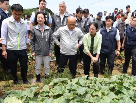 20190521行政院長蘇貞昌視察桃園市新屋區五月豪雨農作物洋香瓜災損情形