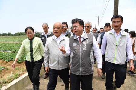 20190521行政院長蘇貞昌視察桃園市觀音區五月豪雨農作物香瓜災損情形 　共14張