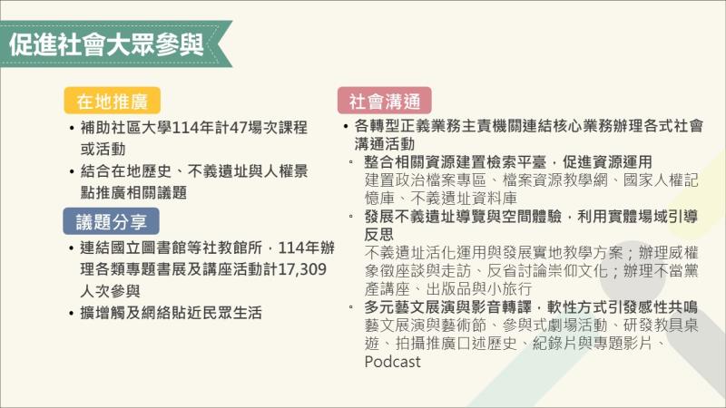 扎根教育 思辨民主 國家轉型正義教育推動成果5 　共5張