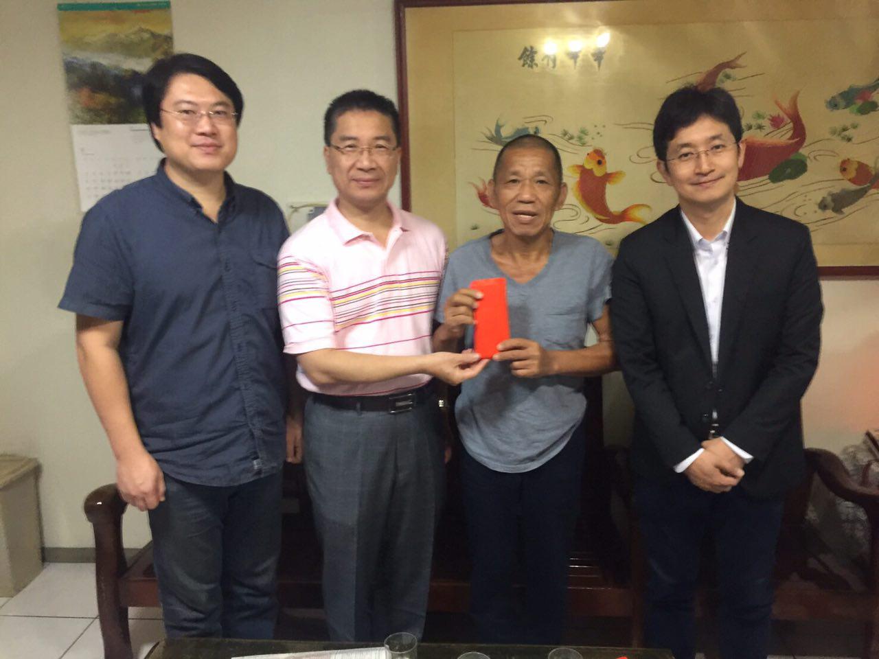 關心沈瑞章，林全院長派發言人致贈慰問金 　共1張
