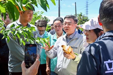 2025年8月16日行政院長卓榮泰視察臺東縣卑南鄉大目釋迦農損情形　共18張