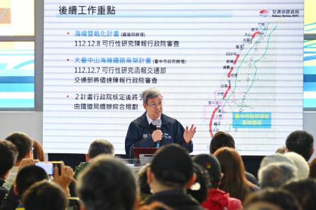 2023年12月21日行政院長陳建仁視察「台中海線鐵路雙軌化」規劃辦理情形。 　共9張